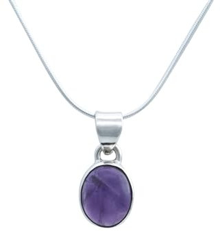 mantraroma echt Silberkette mit Amethyst lila Edelstein Damen Kettenanhänger 925 Sterlingsilber Halskette Geschenk (AK3-172-01-45)