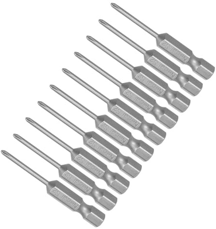 CoCud 10-Pezzi Croce Croce 2mm PH1 50mm Lungo 1/4 Esagonale Gambo S2 | Croce Trapano Punta Potenza Impatto Guida, Avvitatore Punte, magnetici
