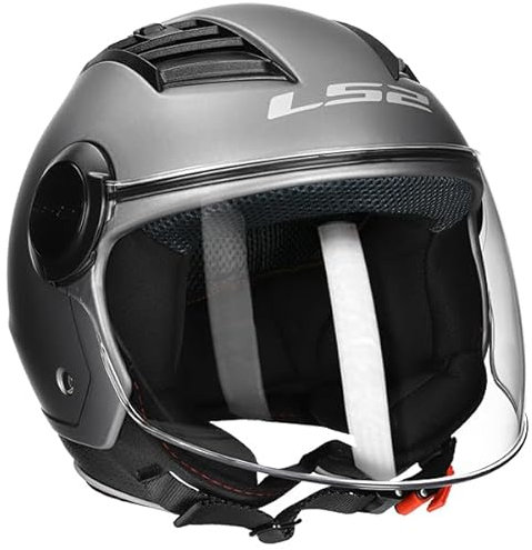 Jet-Helm LS2 Airflow matt Titanium Größe XXS | Helder Vizier | Sale | Ratsche | Kunststoff | geeignet für Mofa, Moped, Motorrad, Roller
