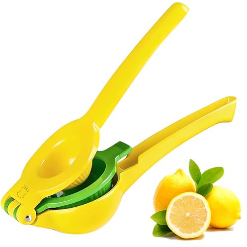 The HomeFlow Co.’s 2-in-1 Large Manual Juicer Fruit Press, Heavy Duty Juicer Handheld Lemon Press Squeezer, Easy To Use & Clean, Extract Every Drop of Lemons, Limes, Oranges (Yellow & Green)