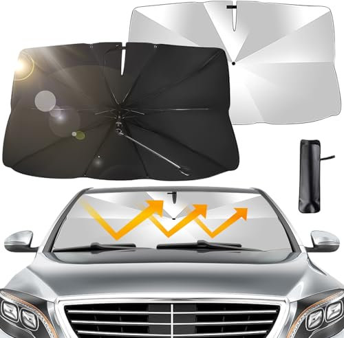 Pare Soleil Voiture Pare Brise Avant,Pare Soleil Voiture,136.5 * 76CM Pare Soleil Parapluie pour Voiture AVCE 360° Tourner Poignée,Pare Soleil pour Bloque 99,9% Rayons UV
