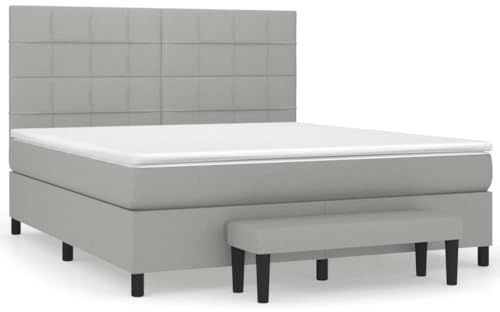 ZQQLVOO Bed Frame Lattenrost Palettenbett Bodenbett Boxspringbett mit Matratze Hellgrau 180x200 cm Stoff