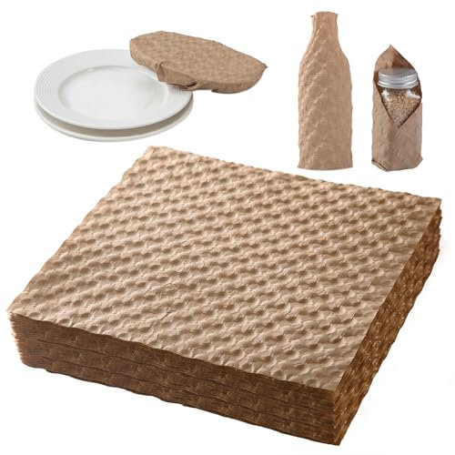 Kraftpapier Bubble Polsterblätter, umweltfreundliche Verpackung für Versand und Umzug Moving, langlebig, geruchsfrei, nachhaltige Alternative zu Plastik-Luftpolsterfolie (29 x 29 cm,50 Stück)