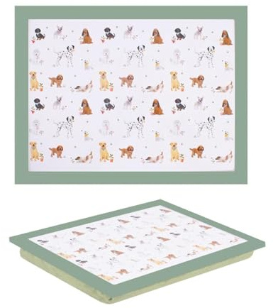UNIQUE HOME LIVING Lap Tray with Cushion, Dog Design Soft Padded Bean Bag Serving Trays, Cushioned Lap Tray for Food TV Breakfast Dinner Laptop Drinks Gift