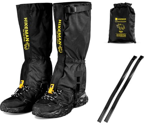 HIKEMAN Outdoor Gamaschen Wandern - wasserdichte Wandergamaschen Einstellbare Gamaschen,Verstellbare Größe Boot Gamaschen für Wandern,Klettern,Schneewandern und Jagd (Schwarz, S)
