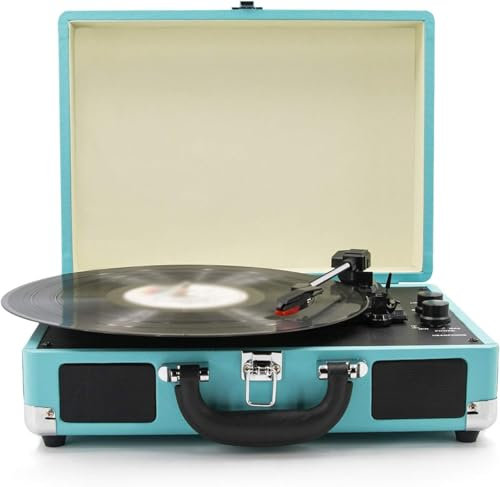 Tourne-disque portable avec haut-parleurs stéréo, prise en charge USB, sortie RCA, prise casque, MP3, téléphone portable, lecture de musique, lecteur d'enregistrement Bluetooth pour la maison