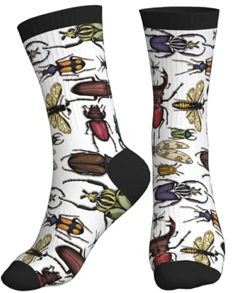 KWQDOZF Chaussettes de sport mi-tubes à motifs d'insectes lumineux pour le sport et le port quotidien pour femmes et hommes
