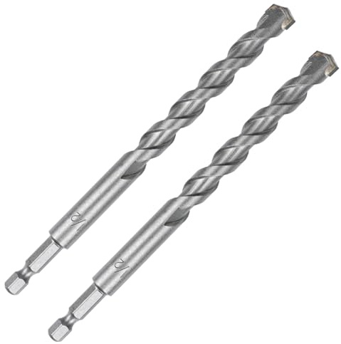 1/2 Inch Masonry Drill Bits (2 Pack - 6 Length Industrial Grade) Carbide Tipped Easily Cuts Through Concrete, Cement, Block, Stone, & More!