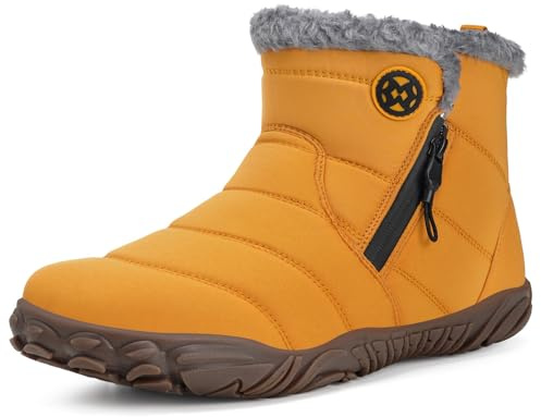 Eagsouni Barfußschuhe Herren Damen Gefüttert Winterschuhe Warm Winterstiefel Winter Boots, Gelb, 39 EU