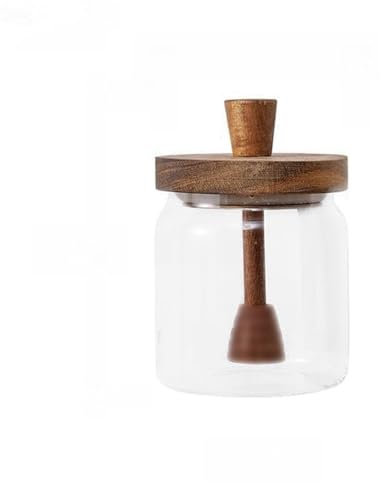 LVYUDS 400ml Siegel Honigspender mit Rührstäben, Tragbar Honigglas Hölzernes Deckel Haushalt Küche Durchsichtig Sirup Spender Marmelade Soßen(2pcs)