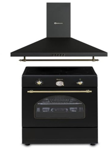 SOLTHERMIC PACK 2 EN 1 NEGRO RUSTICO VTI60C INDUCCION CON TURBO 3 ZONAS + CAMPANA DECORATIVA 60 CM (GRAN CAPACIDAD EXTRACION, FUNCION BOOSTERM BAJO CONSUMO)