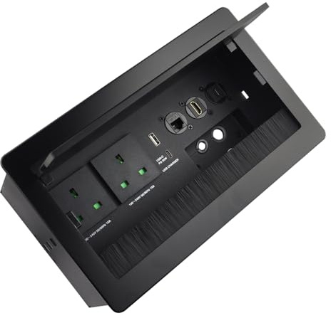 recessed Outlet Desk Conference Table connectivity Box Outlet recessed Power Strip USB-c 65W Outlet Plug with USB Ports countertop Outlet Socket Conference Table Power hub (Black)