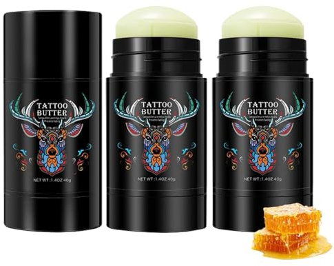 Tattoo Creme 2 Stück, Feuchtigkeits Tattoo Butter Stick, Tattoo Pflege Balm für Alte&Neue Tattoo, Tattoocreme Tätowierungsfarbe Verbessern, Verhindern sie das Ausbleichen, Klein und Tragbar