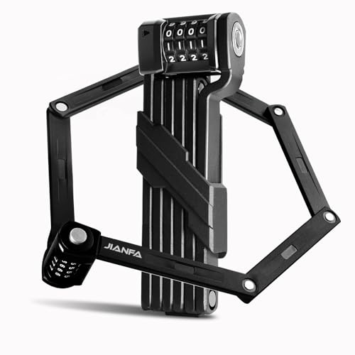 JIANFA Antivol pliable pour vélo, 90 cm, avec 24 rayons réfléchissants, serrure pliable en acier allié, haute sécurité