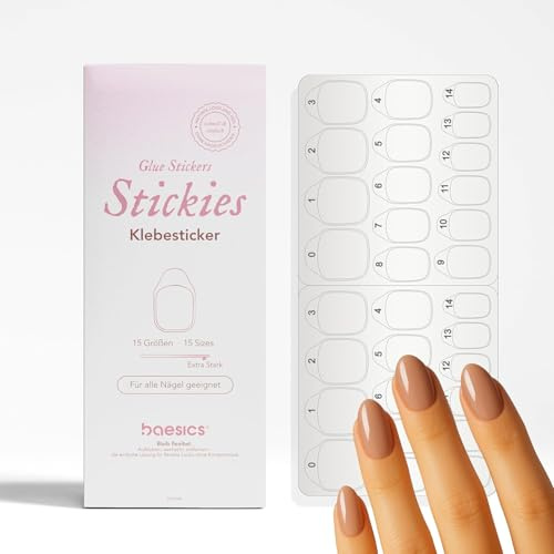 Baesics Nagel Klebepads 270 Klebesticker in verschiedene Größen – Extra starke doppelseitige Glue Sticker für künstliche Nägel & Press On Nails transparent
