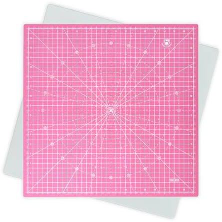 Headley Tools 17x17 Rotating Cutting Mat, Self Healing Mat with 360-Degree Rotation & Anti-Slip Base, Sewing Board Cutting Mat Perfect for Fabric Quilting Leather Hobby Project, Pink
