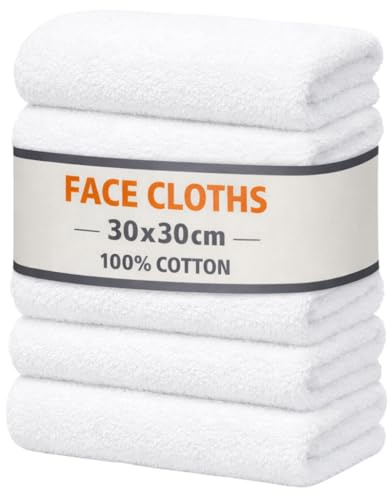 Symphony Flannel Face Cloth Ultra Gentle Face Towels for Sensitive Skin-Reusable Facial Cleansing Washcloths for Unisex Adult Spa Gym Sport Beauty, Premium Quality Cotton (30x30 Cm)