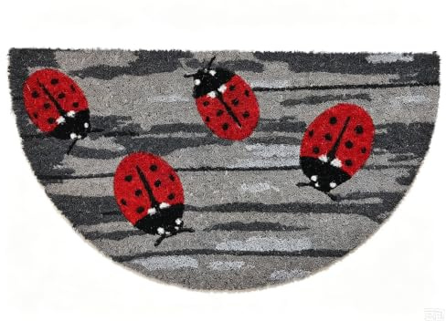 Zerbino art KERA IN fibra di cocco naturale stampato fantasia tappeto ingresso casa asciuga passo con retro pvc antiscivolo doormat esterno casa giardino (MEZZALUNA DIS 8, 38 X 68 CM)