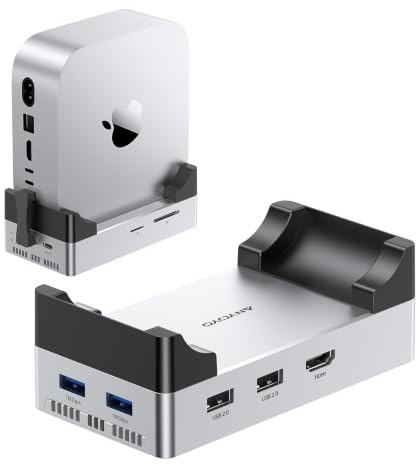 Mac mini M4 Dock, 10Gbps 8TB NVMe M.2 SSD Enclosure, HDMI 4K@60Hz, 2×USB-A 3.1, 2×USB-A 2.0, SD/TF Card Reader, PD30W, Wi-Fi Signal Friendly, USB Hub with Cooling Fan for Mac mini M4&M4 Pro
