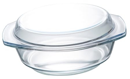 BAZEITFLOW recipiente de vidrio templado largo bol redondo servicio Hornada recipiente para microondas con tapa tazones para microondas con tapas platos de vidrio para servir blanco