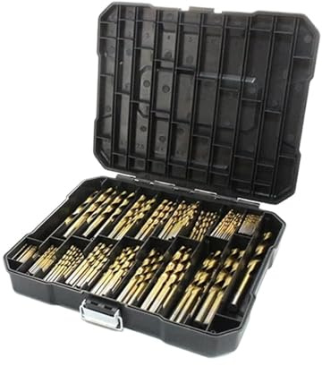 Jeu de forets hélicoïdaux Jeu de 230 forets hélicoïdaux revêtus titane avec étui, pointe à 135 degrés, métriques 1,0 10 mm for le travail du bois et perçage trous en plastique