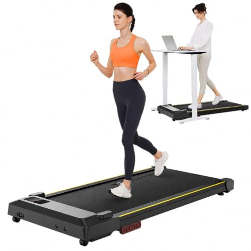 UREVO Smart Walking Pad, kompaktes Schreibtisch-Laufband mit App | 8-Punkt-Stoßdämpfung, UREVO Smart Coach mit Wettkampfmodus, per App oder Fernbedienung steuerbar – für Zuhause & Büro