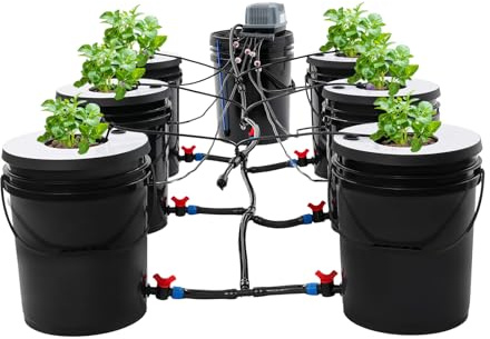 Repomanda, hydroponiskt system komplett set 7 x 20 l djupvattenskultur DWC med luftpump, automatisk bevattning för inomhus balkong växthus, jordlöst planteringssystem för grönsaker örter sallad
