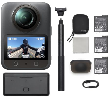 DJI Osmo 360 Adventure Combo – 360 Kamera mit 1-Zoll Sensor, 8K-360° Video, 4K/120fps & 170° Sichtfeld, 120MP Fotos, Action Cam & Vlog Kamera, Magnetischer Schnellwechsel, 3 Akkus & Ladeetui