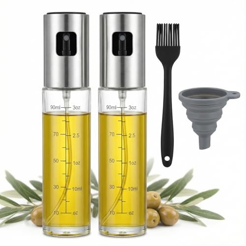 JASTOO Pulverizador de aceite para cocinar, 2 unidades, botella pulverizadora de 100 ml, spray de aceite para cocina, pulverizador de aceite para freidora de aire caliente, spray de aceite de oliva