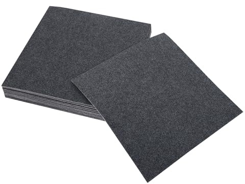 BRRIDE 20 Stück Teppichfliesen 50x50cm Teppich mit Antirutsch-Rückseite, Antirutschmatte mit hoher Reibung, selbstklebende Teppichbodenfliesen, Frei Verlegbare, Weiche Polsterteppichboden (Dunkelgrau)