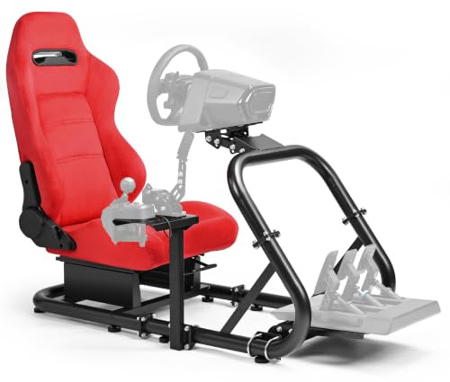 Anman Adjustable Racing Simulator Stand mit Sitz Passend für Logitech G27 G29 G920 G923, für Thrustmaster T300RS TX T3PA TGT, Pro Stable Driving Wheel Stand Wheel&Pedals& Not Included