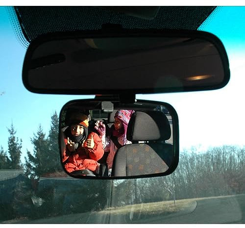 Baby Rücksitzspiegel, Zusätzlicher Auto Spiegel für Babyschale und Kinder auf der Rückbank, Extra GROß und Einfach zu montieren mit Kraftsauger an der Windschutzscheibe