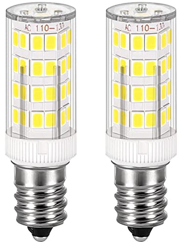 E12 LED Light Bulb 4W,Non-dimmable,40W Equivalent,Daylight White 6000K, T3/T4 Candelabra Base E12 Bulb for Ceiling Fan, Chandelier, Indoor Decorative Lighting , 2-Pack