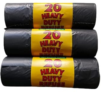ROYAL MARKETS ROLL OF 20 HEAVY DUTY REFUSE SACKS HOME RUBBISH WASTE BIN LINER BLACK BAGS (3)