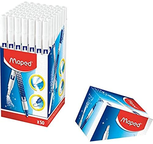 Maped – Bote de 50 borradores para tinta azul – indispensable en todos los estuches