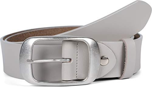 styleBREAKER Unisex Echtleder Gürtel Glänzendes Leder 37cm | Stufenlos kürzbar. Elegantes Accessoire aus Rindsleder für Anzug und Jeans. Gebürstete Einfachdornschließe, 5 Löcher.