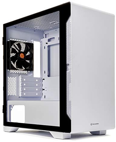 Thermaltake S100 Tempered Glass Snow Edition Micro-ATX mini-Tower Computer Case with 120mm Rear Fan Pre-Installed CA-1Q9-00S6WN-00, White