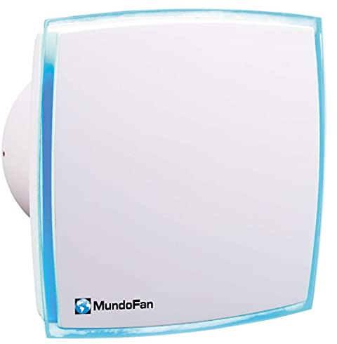 Mundofan Aludecor-MU Extractor de baño Temporizado con luz LED, 125 mm de Diámetro