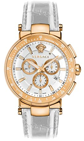 Versace Herren Armbanduhr Mystique Sport 46 mm Chronograph Armband Leder VFG160016