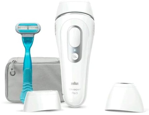 Braun IPL Silk Expert Pro 3 Haarentfernungsgerät Damen/Herren, 2 Aufsätze, sichtbare Haarentfernung, Designed In Germany, Venus Rasierer, Alternative zu Laser Haarentfernung, PL3121, Weiß/Silber