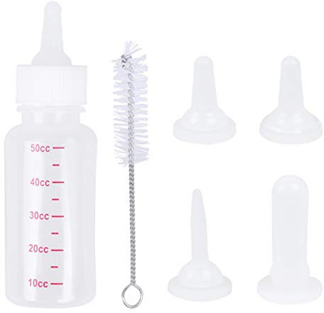 Mipcase Saugflaschen Für Haustiere Transparente Milchflasche Für Katzen Und Hunde Mit Ersatzflaschenöffnungen Und Reinigungsbürste Aus Silikon Und Pp Zum Füttern Kleiner Haustiere Tragbar