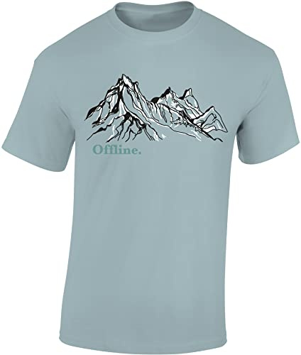 Baddery Wander T-Shirt Herren - „Offline“ | Shirt für Wanderer & Bergsteiger mit Berg-Motiv