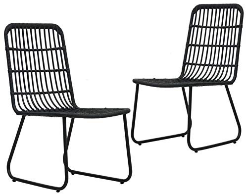 ZEYUAN Gartenstühle 2 STK. Gartenmöbel, Balkonstühle, Hochlehner, Balkonmöbel, Bistrostuhl, Garten Stühle, Sit Möbel, Armlehnenstuhl, Poly Rattan Schwarz