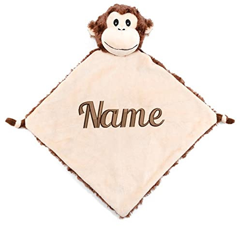Elefantasie Personalisiertes Schnuffeltuch weiches Kuscheltuch mit Name Bestickt Schnuffeltier Schlafhilfe Tröster Geschenk zur Geburt AFFE
