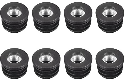 sourcing map 8 Stück Runde Rohre Einsätze mit M8 Gewinde für 22mm/0.87 Außendurchm. Rundrohr Schwarz Kunststoff Stecker Rollen Einsatz Stuhl Endkappen Möbel Beinstecker