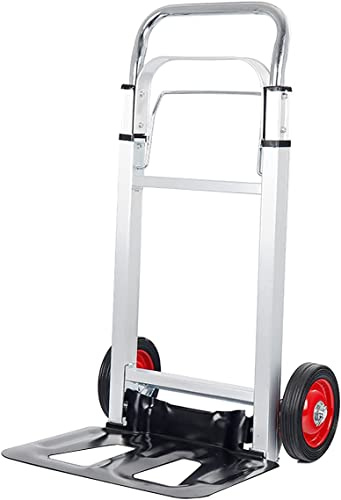 Heavy Duty Aluminium 90kg Folding Foldable Hand Sack Truck Barrow Cart Trolley Industrial Warehouse Hand Truck, Sack Truck with Telescoping Handles for Moving and Travel