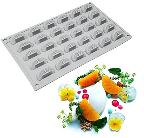 mostsom Stampo in silicone 3D a forma di fetta di mandarino, segmenti arancioni, frutta, fondente, pasta di gomma, stampo per glassa, decorazione per torte, cupcake, cioccolato, caramelle, resina