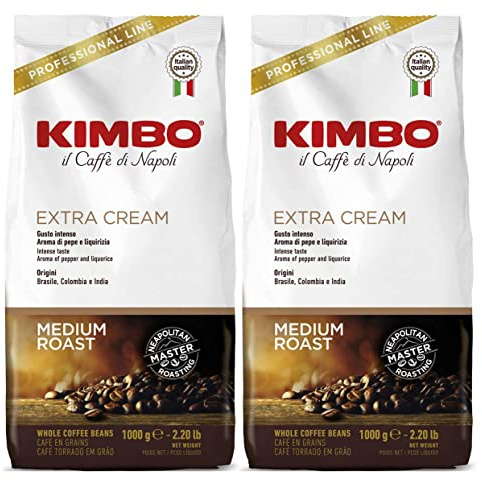 Kimbo Extra Cream Espresso Coffee Beans 2x1kg, Pack of 2