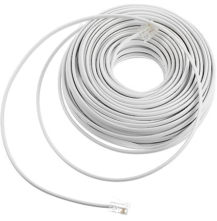 OSALADI Cavo Telefonico Rj11 6p4c 20 Metri Connettori Per Telefono Fisso, Fax e Modem, Cavo Di Prolunga Sottile Per Ufficio e Casa, Trasmissione Chiara Senza Diafonia, Adatto Per Accessori Telefonici