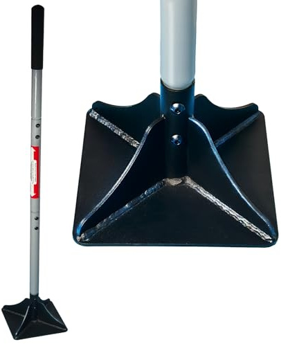 Heavy Duty Steel Tamper 8x8 with 48 inch Handle and Rubber Grip Ideal Garden Landscaping Rammer for Earth Soil Asphalt, Gravel and Dirt Compaction Levelling Paver Tool Trash Tamper